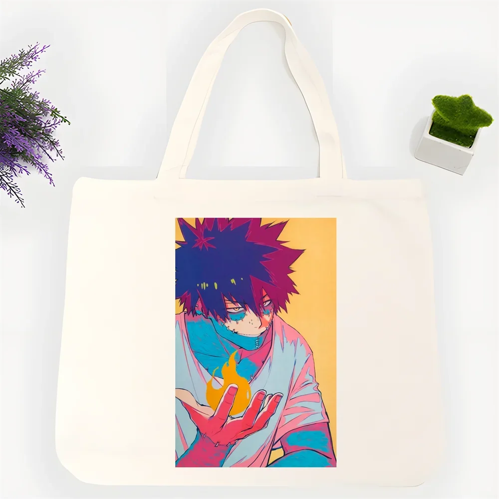 حقيبة تسوق مضحكة من دابي جرافيك حمل هاراجوكو حقيبة كتف نسائية من القماش من Ulzzang صديقة للبيئة ذات سعة كبيرة