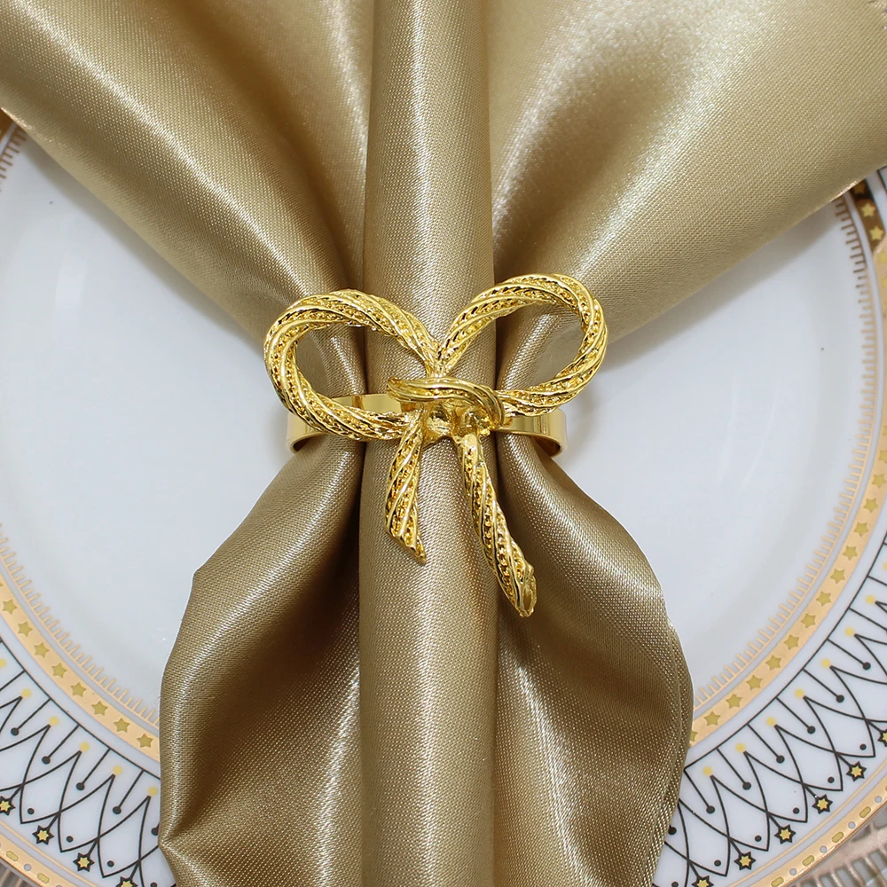 Rose Gold Bowknot Anéis De Guardanapo, Arcos Suportes De Anel, Anéis De Serviette, Suporte para Casamento, Natal, Dia Das Bruxas, Decoração De Mesa,