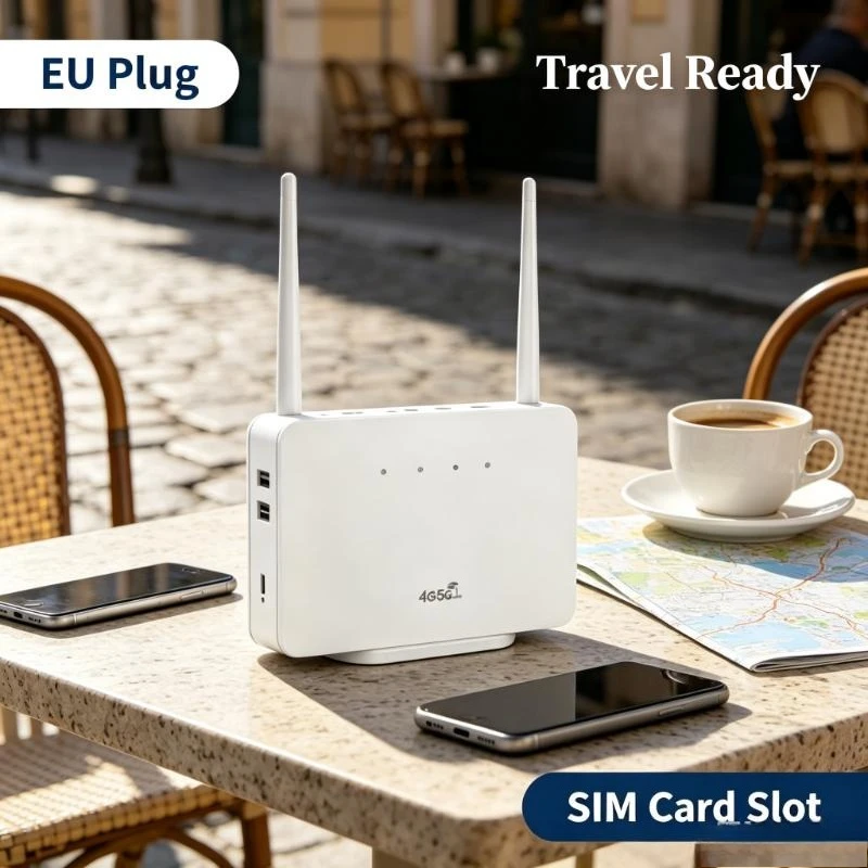 Portable 4G WiFi Modem Router 300Mbps External Antenna SIM Card Slot EU Plug for Home Work Travel