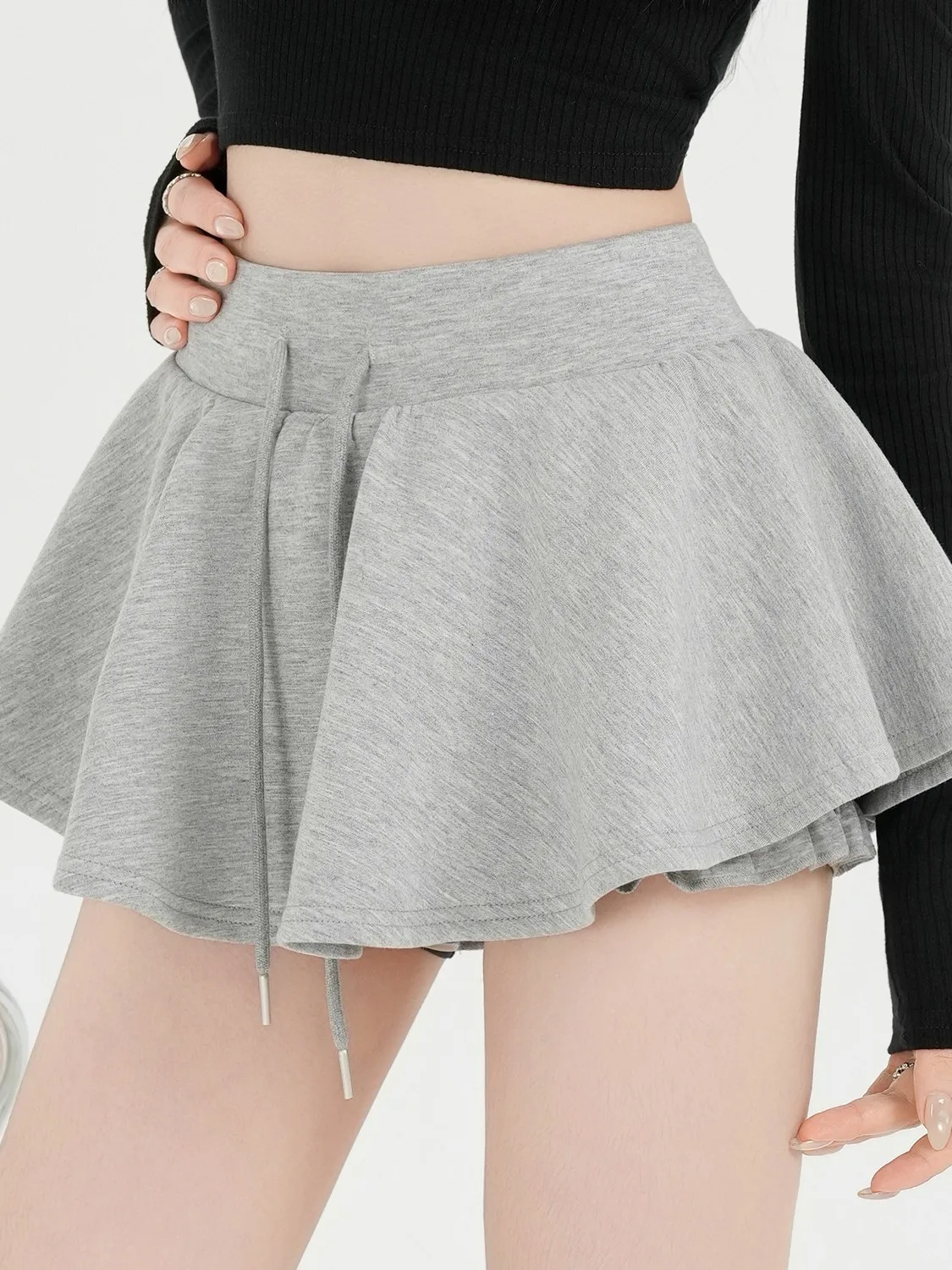 バレエスタイルハイウエストaラインミニスカート女性用2026年春新作小さめサイズセクシーガール透け防止ふわふわハーフ丈スカート
