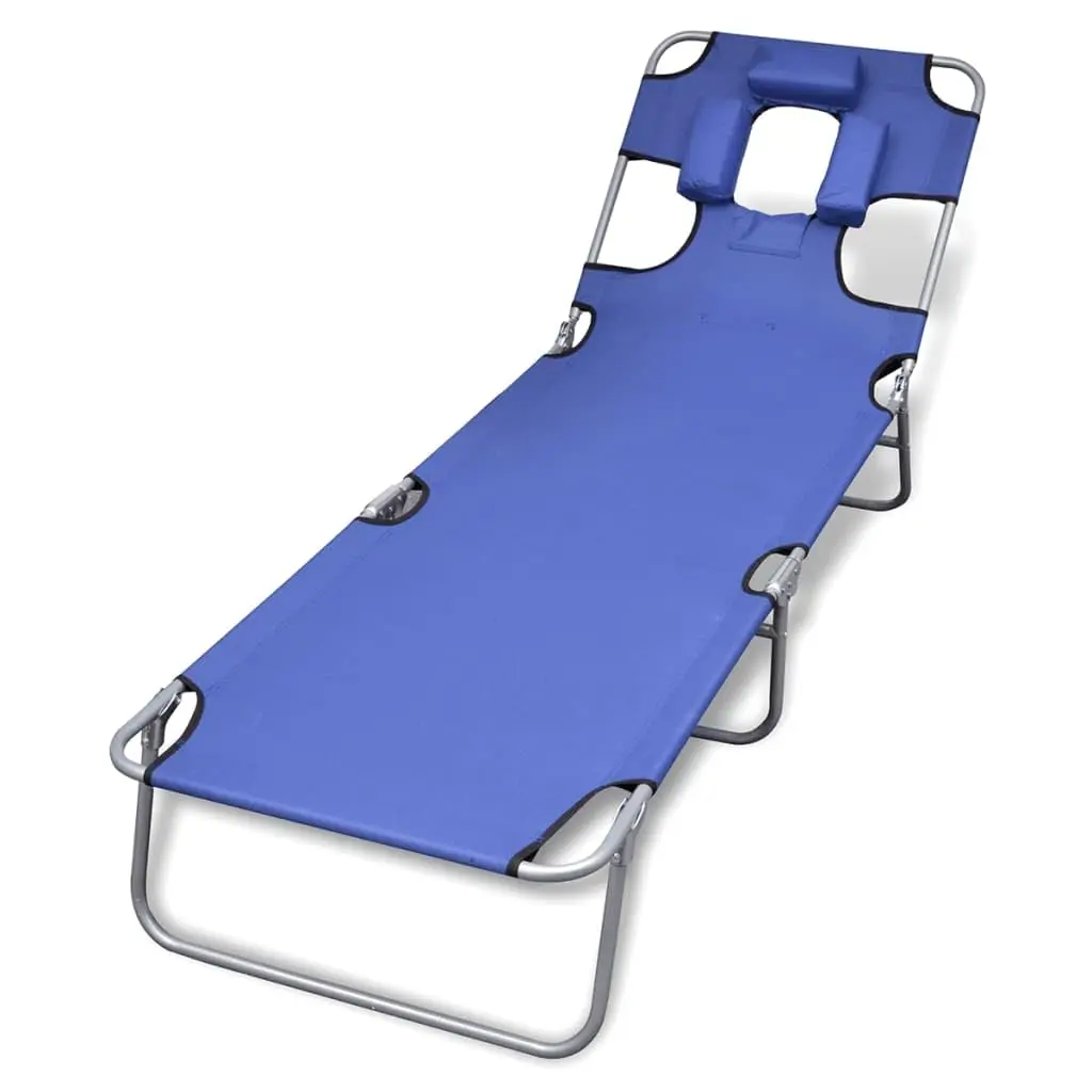 

Folding Steel Outdoor Lounge Chair with Head Cushion for Poolside Beach Lawn Terrace, Customized
