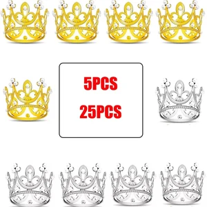5/25 PCs Mini Plastikkronkronung Gold Silber für handgefertigte Dekorationskuchen Dekoration Prinzessin Königin Kronhochzeit Perlenkrone 12 Hauptverkaufs -Top -Königin -Kuchen - №10