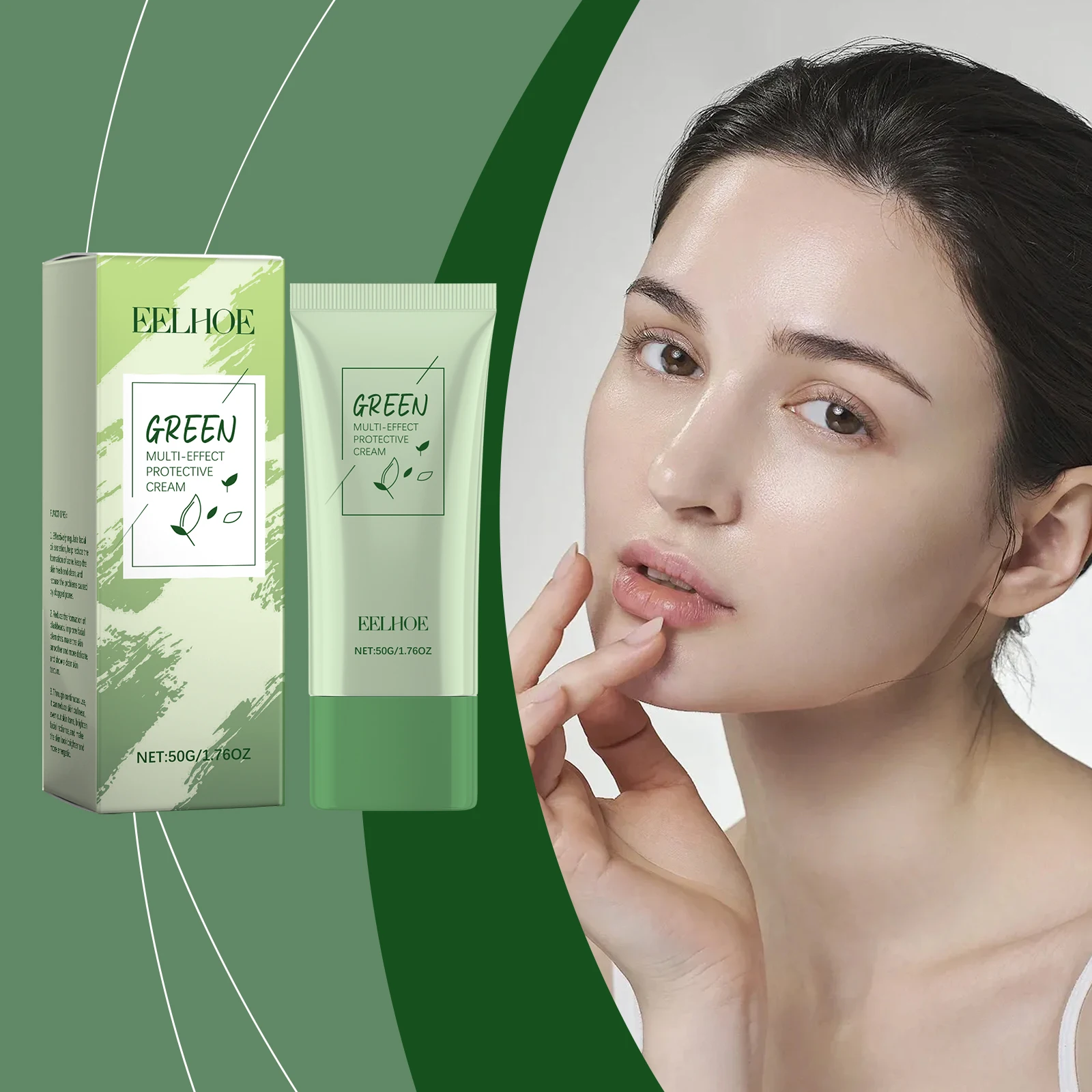 

EELHOE Green Tea Protective Cream Outdoor Protection Refreshing Smooth and Delicate Daily Care Cream for Facial Acne-prone Skin