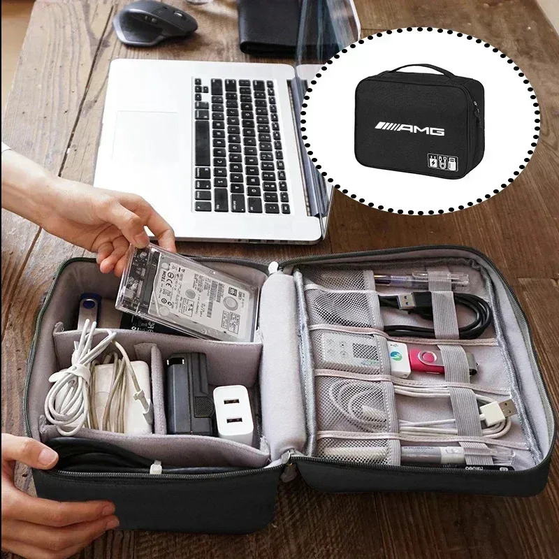 Car Accessories Digital Organizer Waterproof Data Cable Storage Bag For Mercedes Benz AMG W204 W205 W203 W211 W201 W210 W108 W12