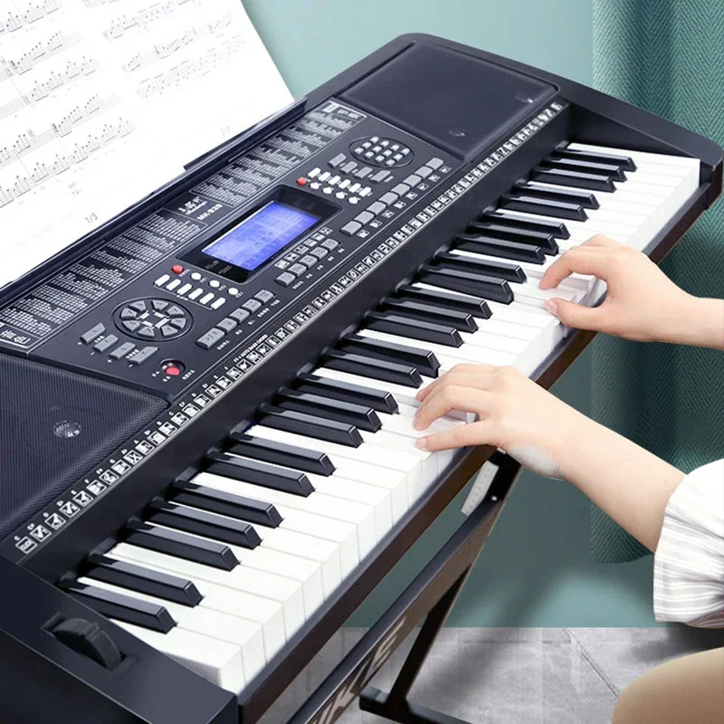 Órgão eletrônico 61 força chave adulto crianças iniciante piano adulto teclado musical teclado órgão musical aa50eo