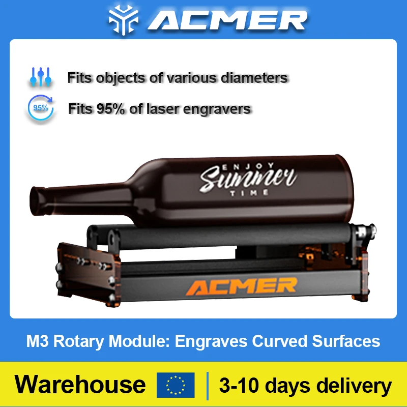 

ACMER M3 Rotary Roller for 95% Laser Engraver Y-axis Roller 360° Rotating 6-164mm Engraving Diameter For Cylindrical Objects