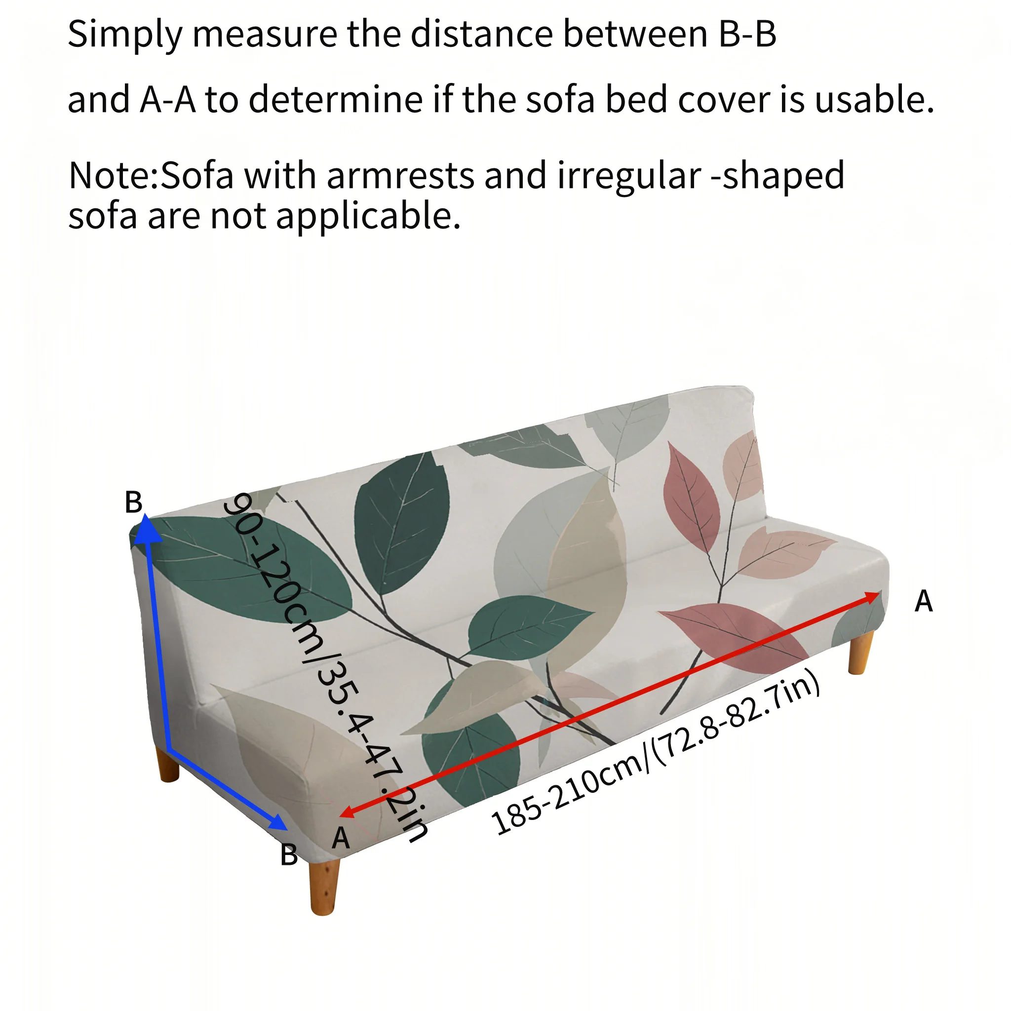 Fresh leaf printed elastic sofa bed cover, living room sofa bed cover, dustproof machine washable sofa bed cover
