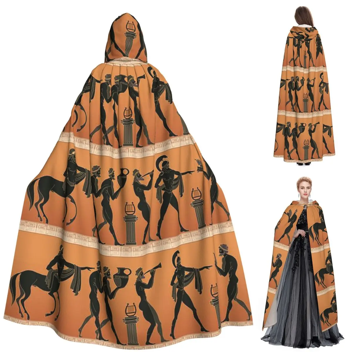 Mitologia grega três moirai longo com capuz capa bruxa traje medieval cosplay capa halloween casaco adulto unisex