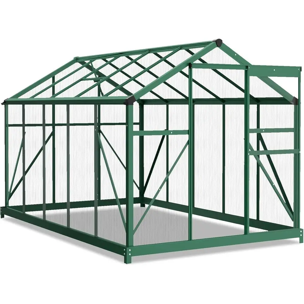 

10 FT Greenhouse for Outdoors, Heavy Duty Polycarbonate Panels with 5 Roof Vents, Aluminum Large Walk-in Greenhouse for Outside
