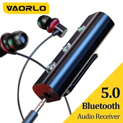 VAORLO Bluetooth 5.0 Receiver With Mic Clip-on Wireless Music Stereo Audio Adapter 3.5mm Aux Jack Receiver For 3.5MM Earphone