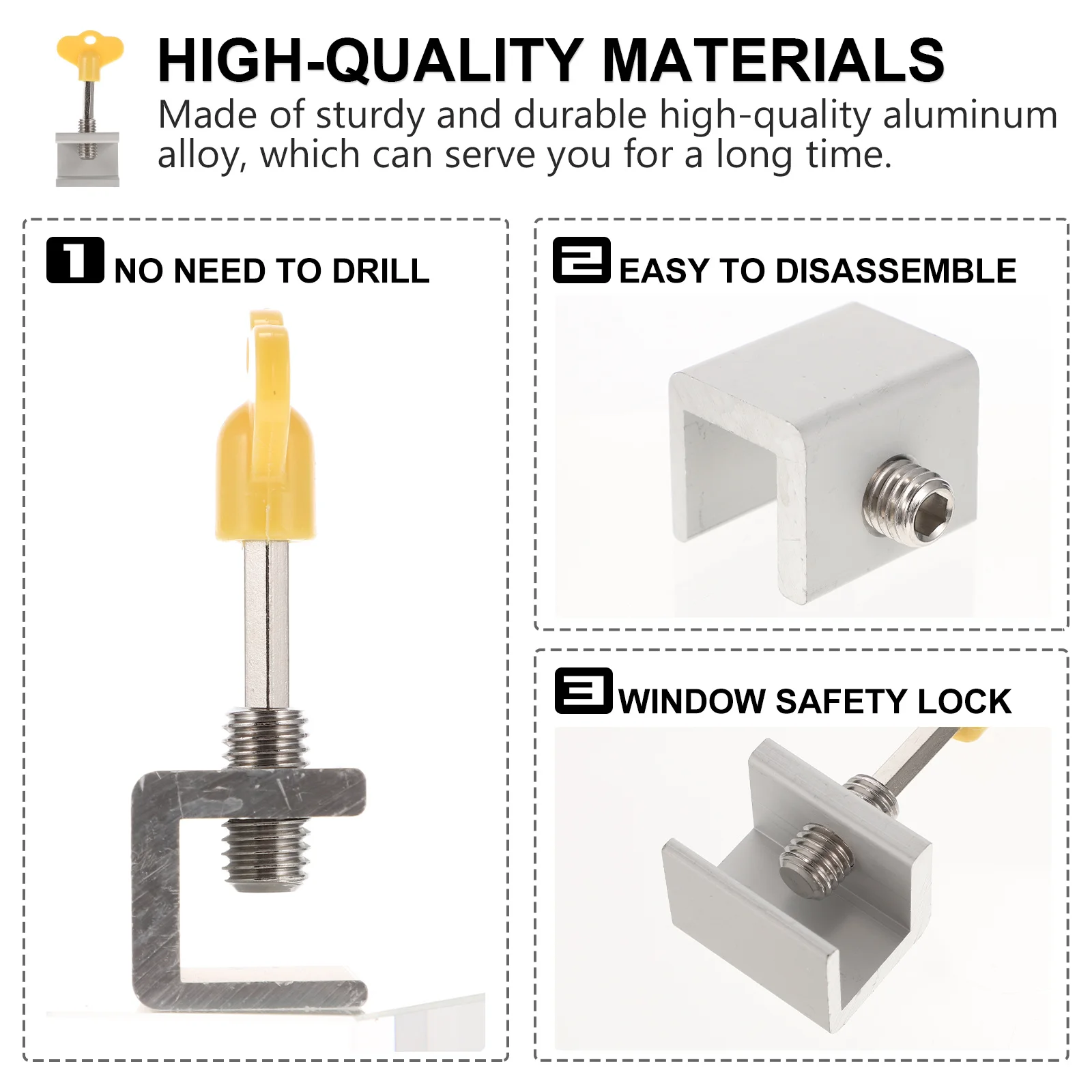 6 قطعة سدادة النافذة قفل أمان انزلاق الباب المحدد سبائك الألومنيوم قفل واقٍ للاستخدام المنزلي والمكتب والمدرسة #3