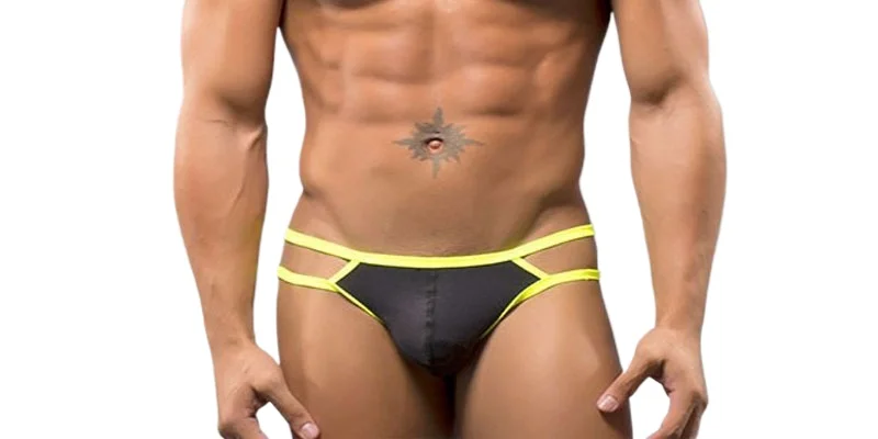 Men's Cotton Double Strap Thong Low Rise U-Pouch Breathable Contrast Waistband Hip Lifting T-back Underwear