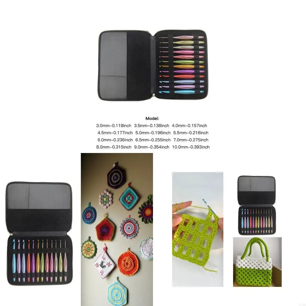 

97qd 12pcs Эргономичный крючок крюк алюминиевый крючок для вязания ремесла 3,0 мм-10 мм