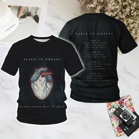 Alice In Chains Popolare Rock 3D Stampa T-shirt Estate Nuovi Uomini Donne Hip Hop Tendenza Manica corta Tee Allentato Casual Oversize Y2k Top