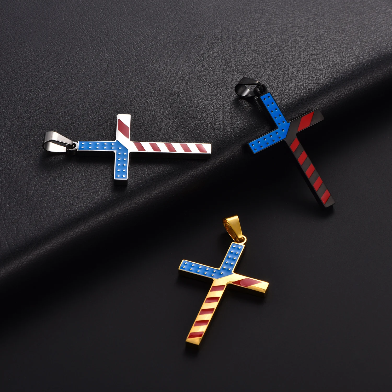 DIY Handgemachter Schmuck Emaille-Flaggenkreuz Edelstahl-Halskettenanhänger zum Basteln – Detail 1