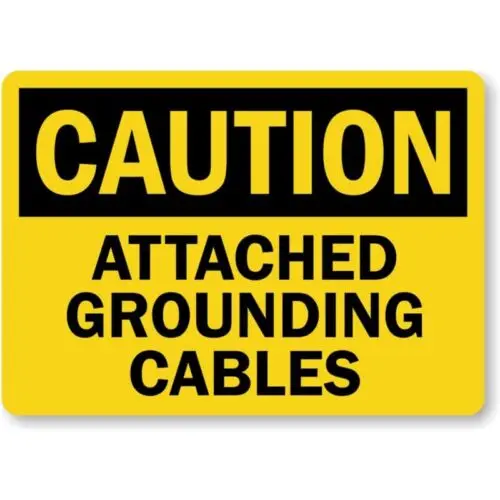 Attach Ground Cables Caution Aluminum Weatherproof Sign p752 sign