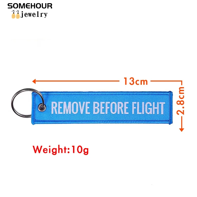 SOMEHOUR Keychain Remove Before Flight Bag Car Key Chain Red Embroidery Keyring Holder Colorful Luggage Tags For Men Women Gifts