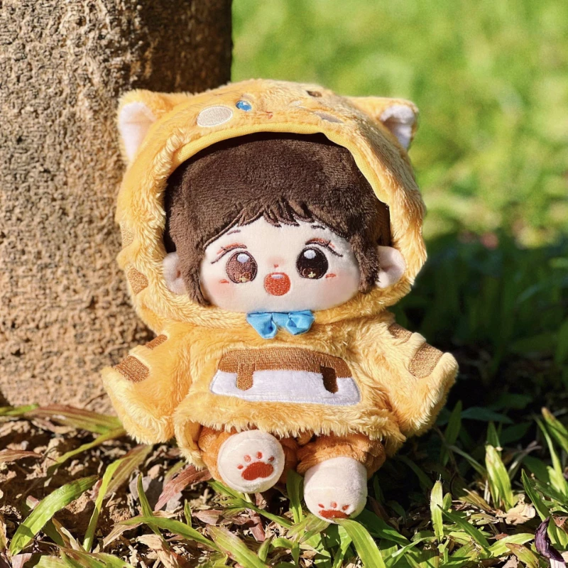 Handmade 2pc 20cm Orange Cat Doll Clothes Hooded Coat+shorts Soft Suit Kpop Doll Clothes Clothing Outfits Cosplay Suit