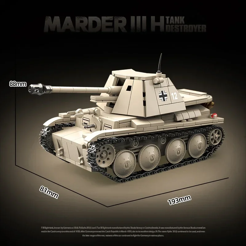 2025 New WW2 Military World War II German Classic Building Blocks Bricks Model Marder III H Tank Destroyer Flakpanzer I Toy Gift