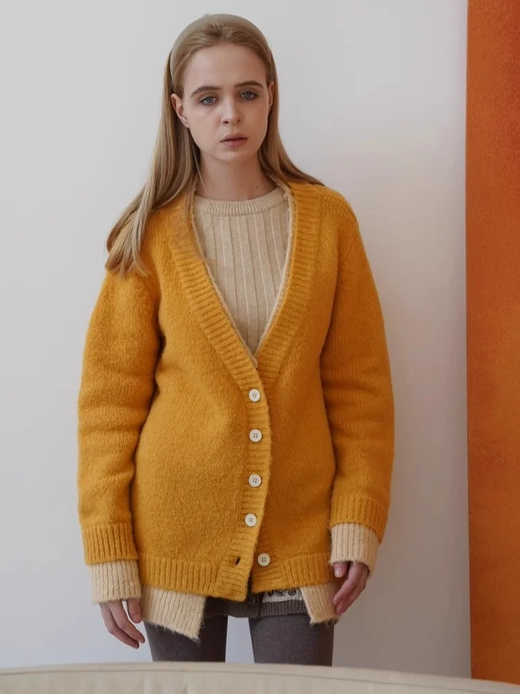 

Вязаный шерстяной кардиган Morrieyuan Nordic Thi Needle для женщин, белый, с эффектом осветления кожи, удобный, свободного кроя