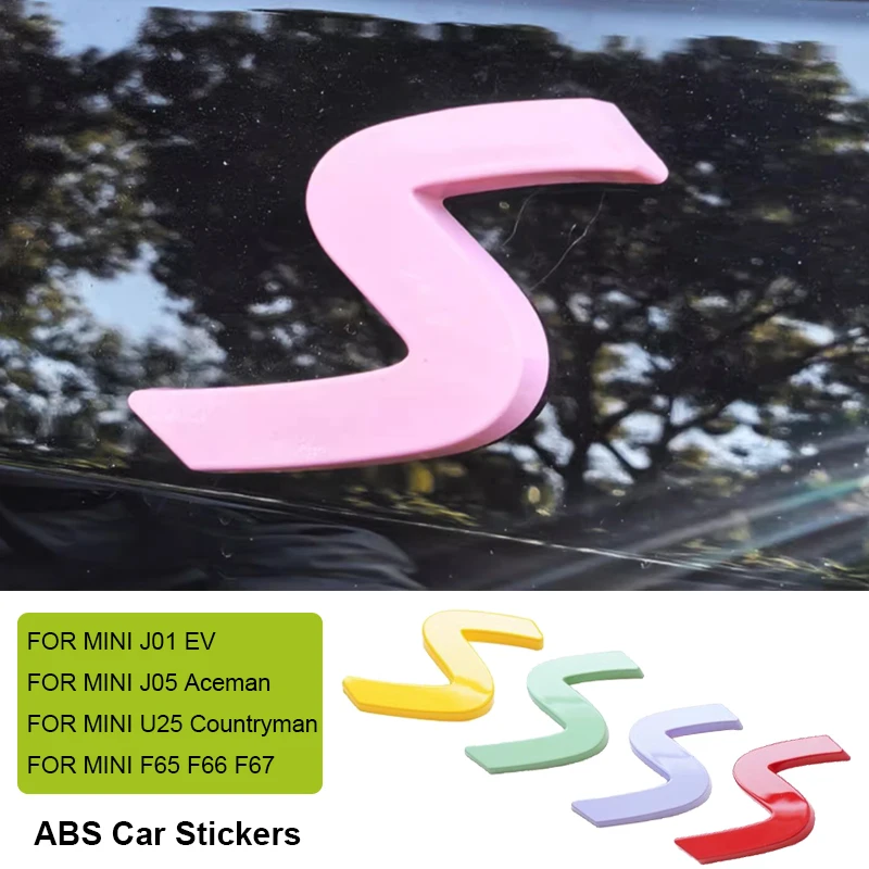 3D ABS S Emblem Letters Car Trunk Badge Decal Stickers for Mini Countryman U25 F65 F66 F67 Cooper S E SE J01 EV J05 Aceman