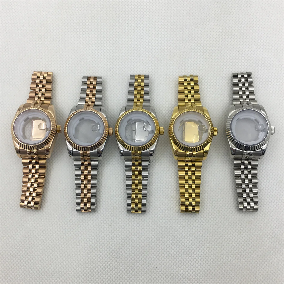 حافظة نسائية مقاومة للماء 31 مللي متر إطار منحني راحة سوار من الفولاذ المقاوم للصدأ من زجاج الياقوت يناسب حركة NH05 NH06