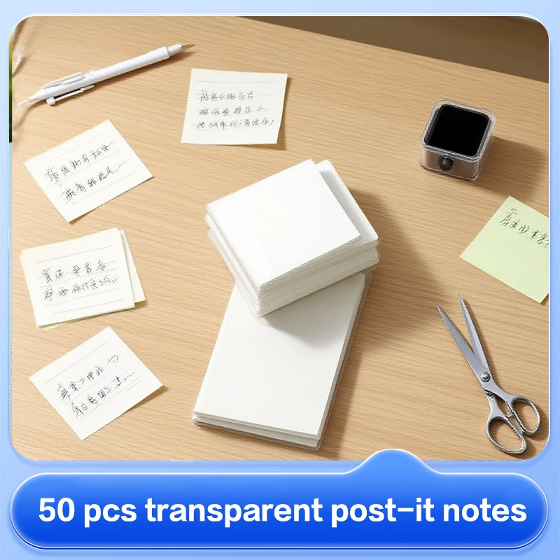 ملاحظات طالب القرطاسية اللوازم المكتبية المدرسية 50 ورقة الإبداعية PET شفافة ملاحظات لاصقة منظور مقاوم للماء لزجة