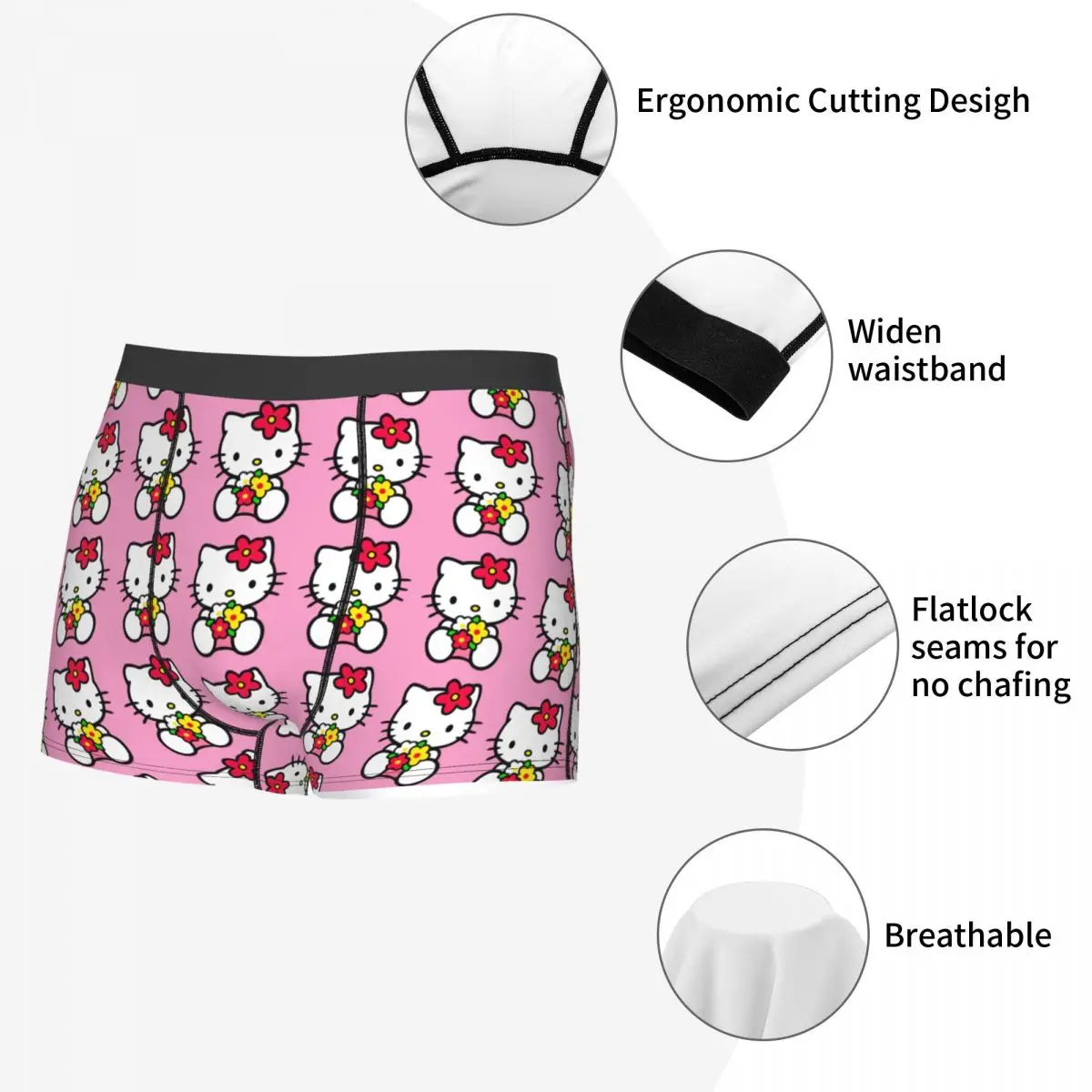 Custom Hello Kitty Boxers Shorts Mens Briefs Underwear Cool Underpants