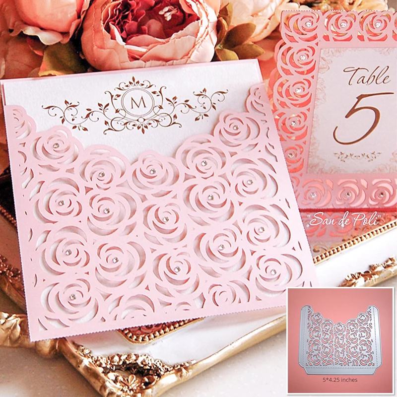 Square Rose Dies Metal Cutting Dies Scrapbooking Craft Dies Cut for DIY Paper Cards Making Valentine\'s Day Wedding Decorative