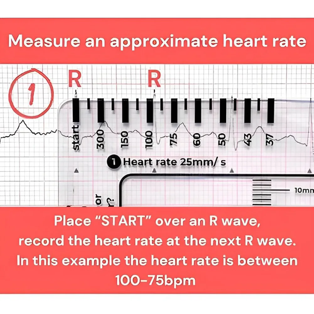 ECG 7 خطوة حاكم المحمولة ECG/EKG 7 خطوة حاكم بطاقة بحجم الجيب EKG قياس بطاقة أداة قياس حاكم لمراقبة تخطيط القلب