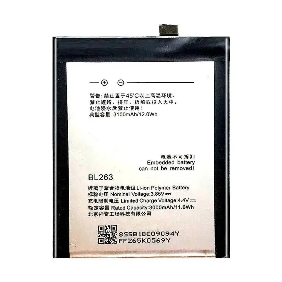 BL263 3100Mah Long Lasting For Lenovo Zuk Z2 Pro Mobile Phone Battery
