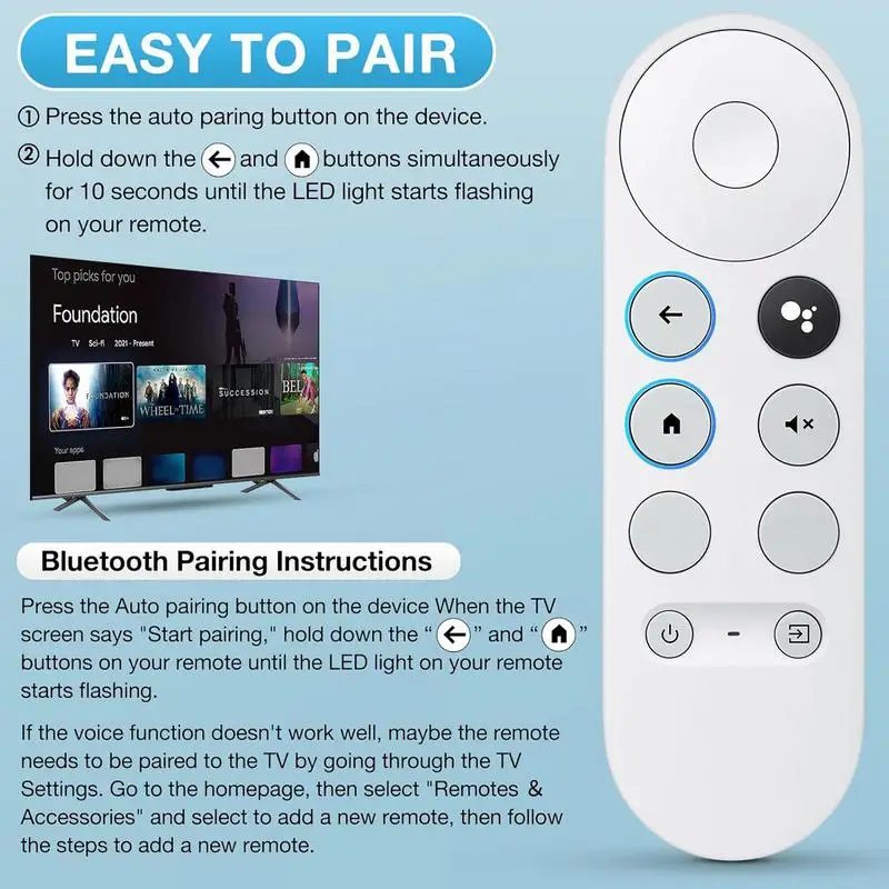 For Google Chromecast TV 4K Snow Original Remote Control Smart TV Set-Top Box Voice Remote Control For Google G9N9N/GA01919-US