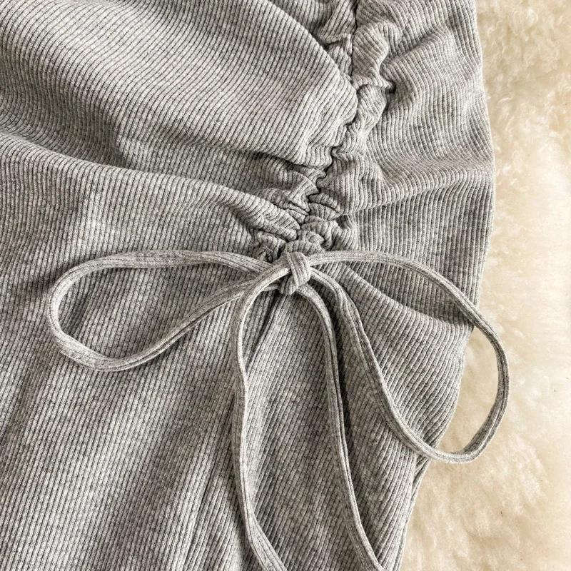 التنانير النسائية الموضة الصلبة عادية Shirring مرونة الخصر الإمبراطورية سليم مثير جديد الصيف الكورية نمط تصميم صغير تنفس الرجعية #5