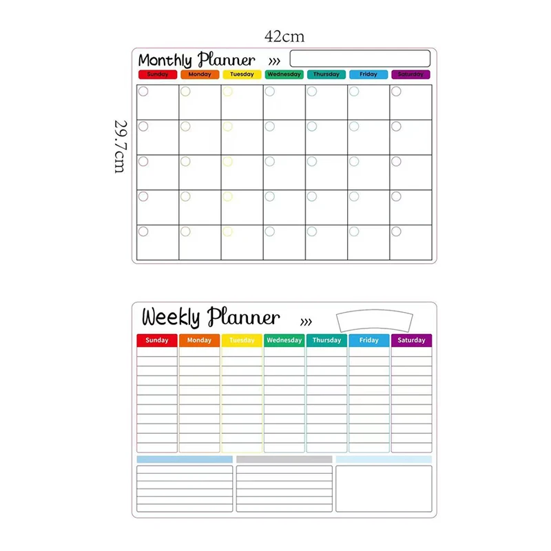 13pcs/set Magnetic Weekly Monthly Planner Calendar for Fridge Magnet with Dry Erase Erasable Whiteboard Refrigerator Planner