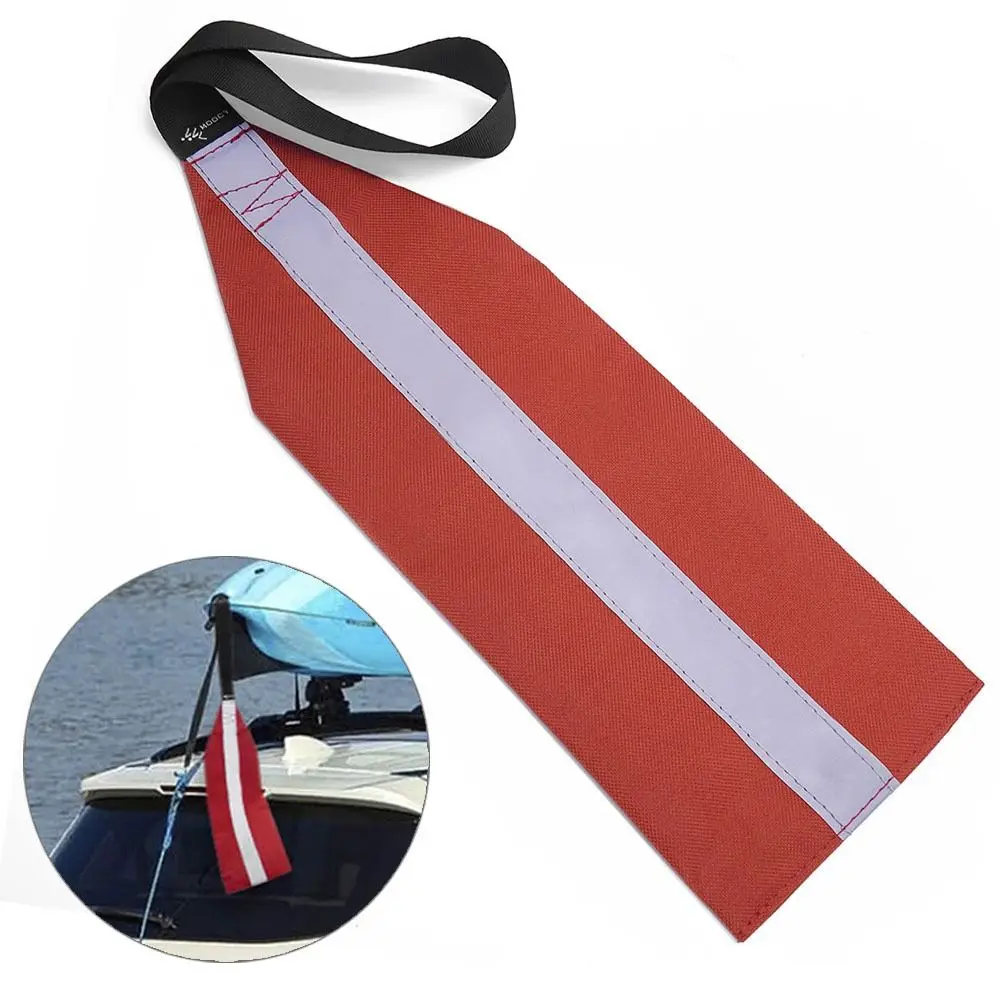 High-quality Red Kayak Safety Flag Reflective Eye-catching Tow Sign Flag Foldable Lightweight SUP Tow Flag SUP