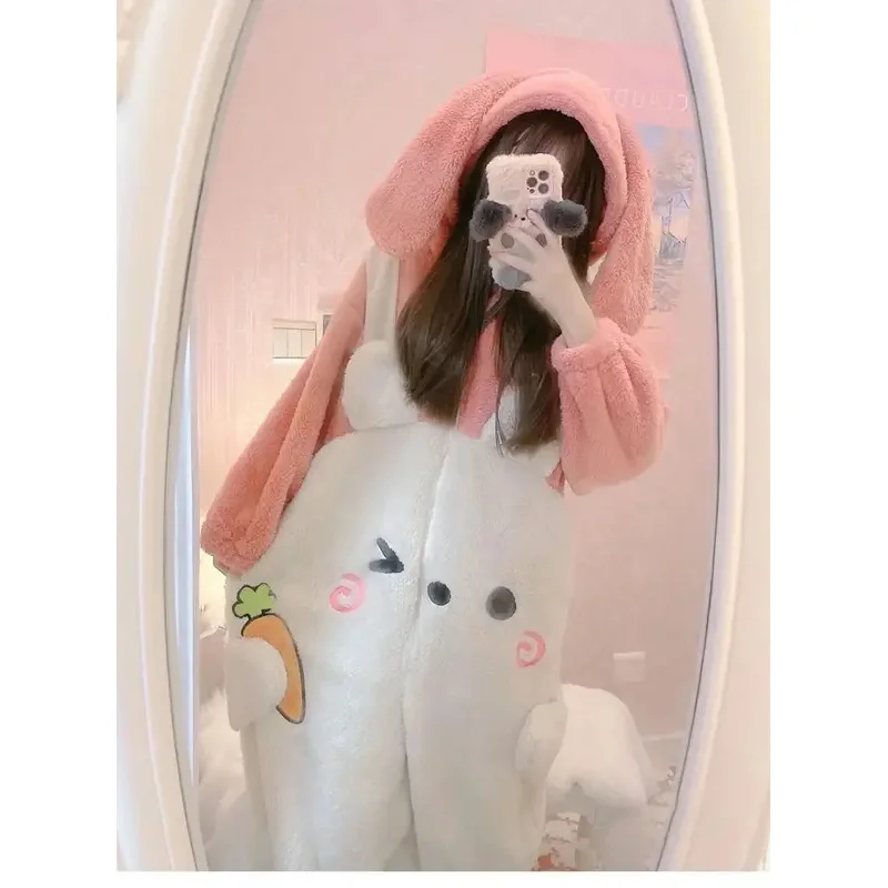 Hase-Einteiler für Erwachsene, Tierkostüm, Kaninchen, einteiliger Pyjama, Nachtwäsche, Weihnachten, Cartoon, Halloween, Cosplay, Anzug für Frauen und Mädchen