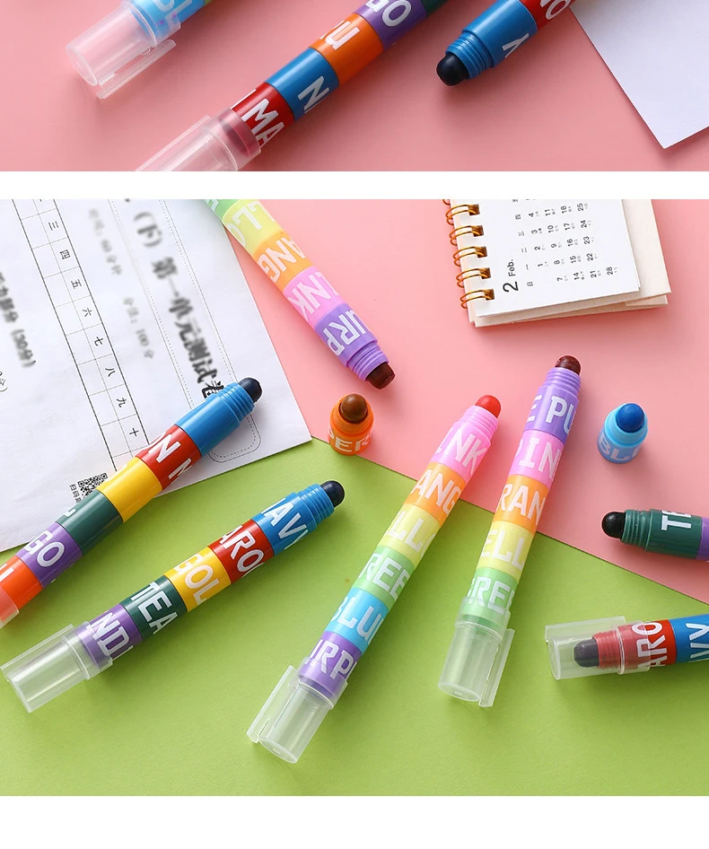 Farbe Highlighter Abnehmbare Spleißen Kreative Nette Stifte Retro Graffiti Markierung Stift für Kinder Studenten Schule Schreibwaren – Detail 11