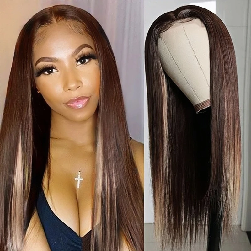 

Высокое качество косплей коричневый белый прямой 13x4 HD прозрачный кружевной фронтальный парик бразильский цветной парик из человеческих волос для женщин