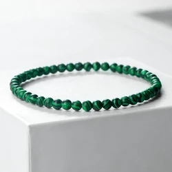 Mini 4mm Natural Stone Round Beads Bracelet for Women Charm Green Blue Malachite Bangles Fashion Elastic Bangles Friendship Gift