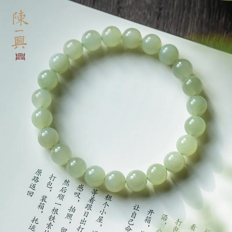 

Natural Authentic Bottom 8mm Round Beads Hetian Bracelet Women Best Friend Jade
