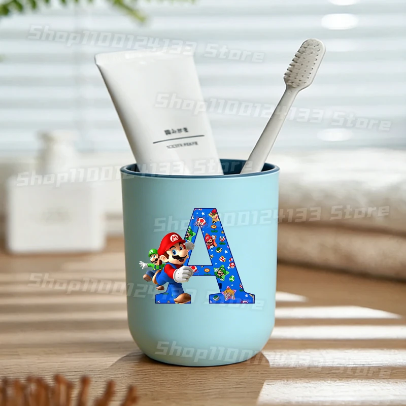 

Cute Marios Game Boy Bathroom Mouthwash Cup Cartoon Letters Anime Print Man Travel Portable Toothbrush Glass Kid Party Game Gift