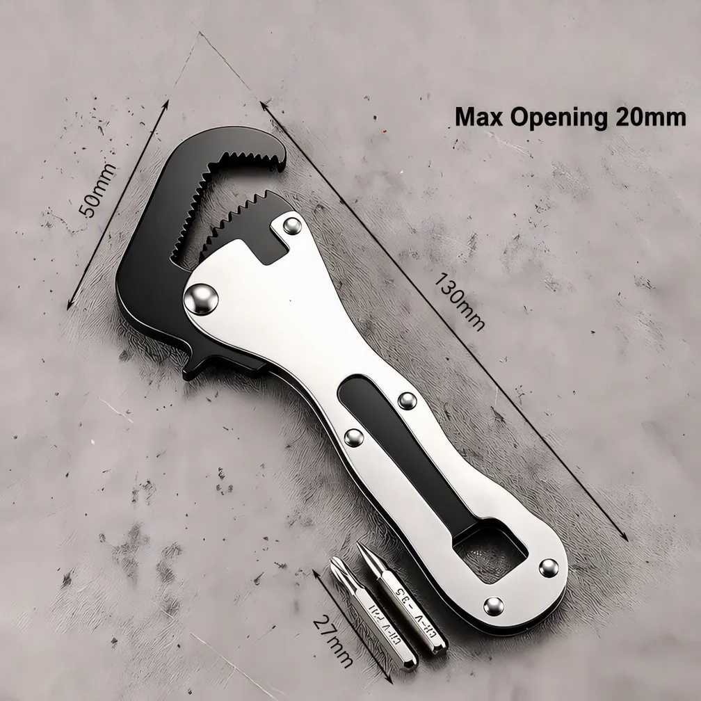 Mikro-Kurzschlüssel 2-in-1 Verstellbarer Mini-Schraubenschlüssel für Enge Räume DIY Heim-Sanitärarbeiten Rohrschraubstock Motorrad-Reparatur Handwerkzeug