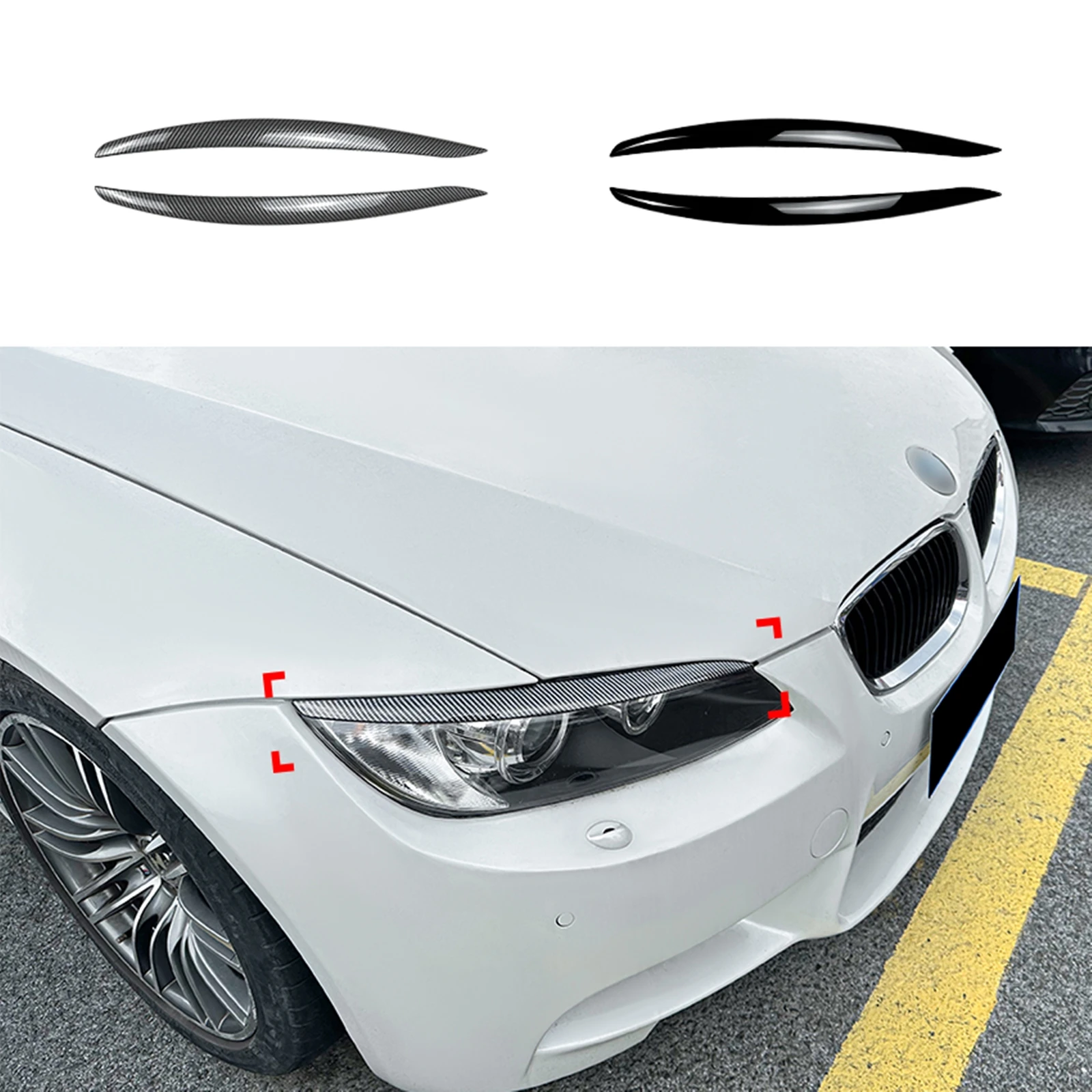 

Headlight Eyebrow Trim For BMW 3 Series E90 E92 E93 M3 2005-2008 Headlamp Eyelid Car Front Head Lamp Light Cover Brow Sticker