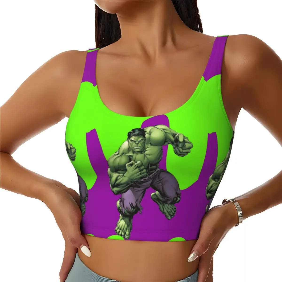 

Custom Hulk Comic Art High Impact Sports Bras for Women Seamless Workout Running Crop Tank Tops