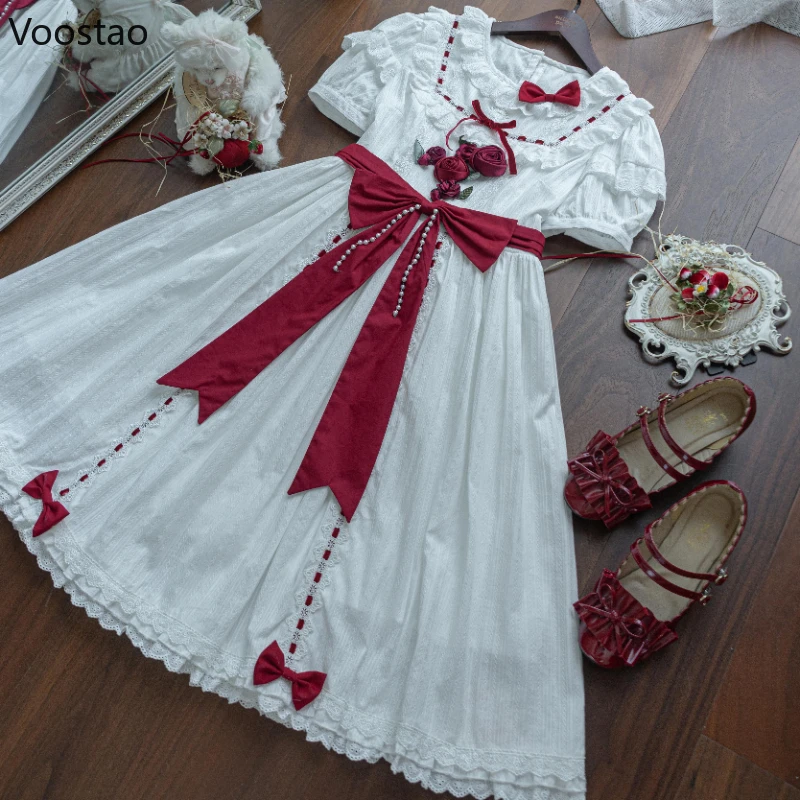 Vestido gótico victoriano Lolita Op para mujer, vestido elegante Vintage de encaje con lazo rosa, Vestidos de fiesta de té de princesa, Vestidos de hada dulce para mujer, Y2k