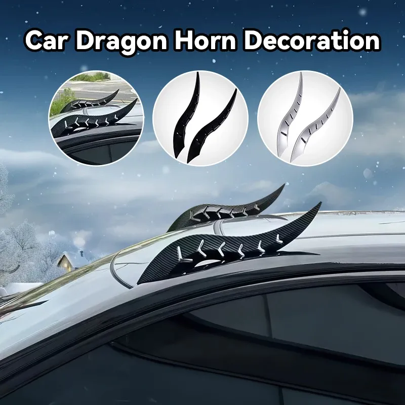 1Pair Creative Dragon Horn Car Roof Decoration 3D Horn Sticker Modification Multifunctional Unique Material Advantages Car Decor