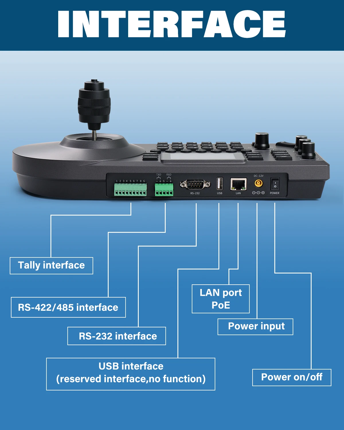 Fast Delivery IP PTZ Controller Joystick Compatible for Conference Church IP HDMI USB PTZ Camera RS232 RS485 RS422 KC608N