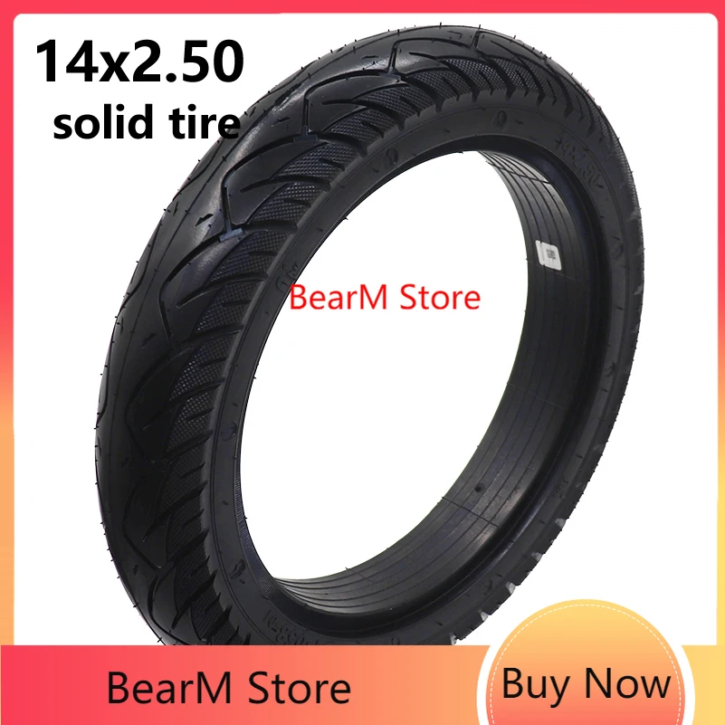 

Утолщенная Взрывозащищенная 14 дюймов 14x2,50 прочная шина подходит для электрического велосипеда скутера непневматическая Резина
