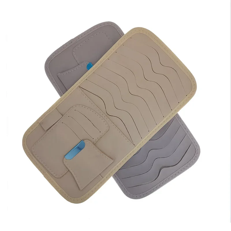 Car CD DVD Holder Bag Disc PU Leather Storage Case Sunglasses Organizer Sun Visor Sunshade Sleeve Wallet Clips