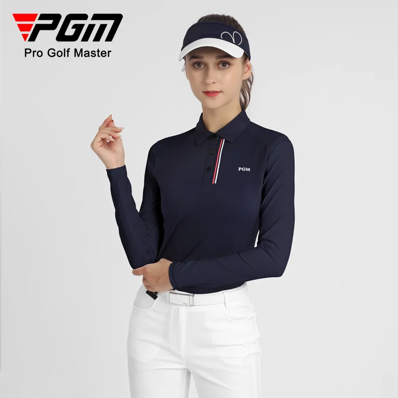 PGM Golf Women's Shirt ports T-shirt Top for Women Autumn Winter Long Sleeve Clothing Simple High Elastic Slim Polo YF534